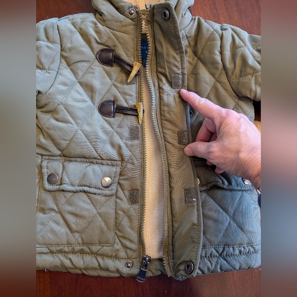 Perry Ellis Boys Diamond Quilted Hooded Toggle jacket, size 12 months, olive - Picture 4 of 9